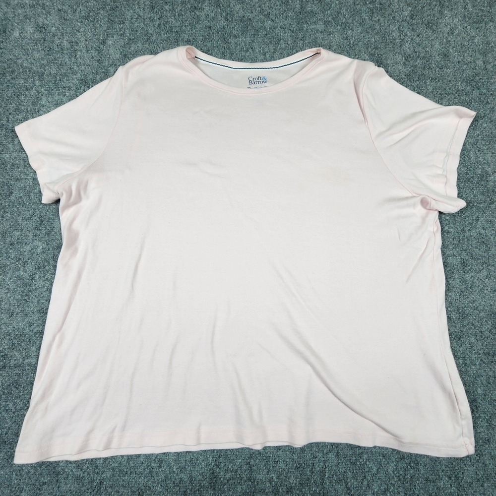Croft & Barrow The Classic Tee Pink Cotton Short Sleeve Crew Neck Plus Size 2X